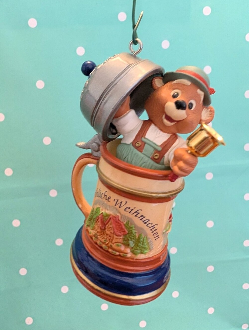 Vintage 1994 Hallmark "Cheers to You" Christmas Ornament: German Bear Stein